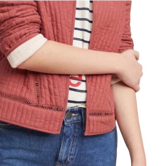 Anthropologie Akemi + Kin Pink Rusty Salmon Rose Quilted Jacket Size XS - Picture 6 of 9